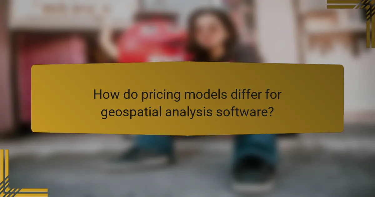 How do pricing models differ for geospatial analysis software?