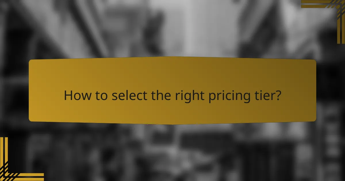 How to select the right pricing tier?