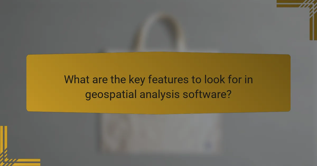 What are the key features to look for in geospatial analysis software?